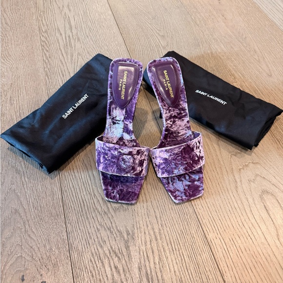 Saint Laurent Velvet Sandals in Rich Purple